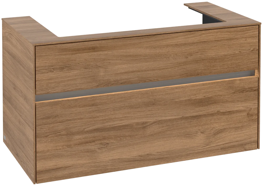 Villeroy & Boch Collaro Waschbeckenunterschrank, eckig, Kansas Oak, 1000x548x500 mm, mit Beleuchtung und SoftClosing