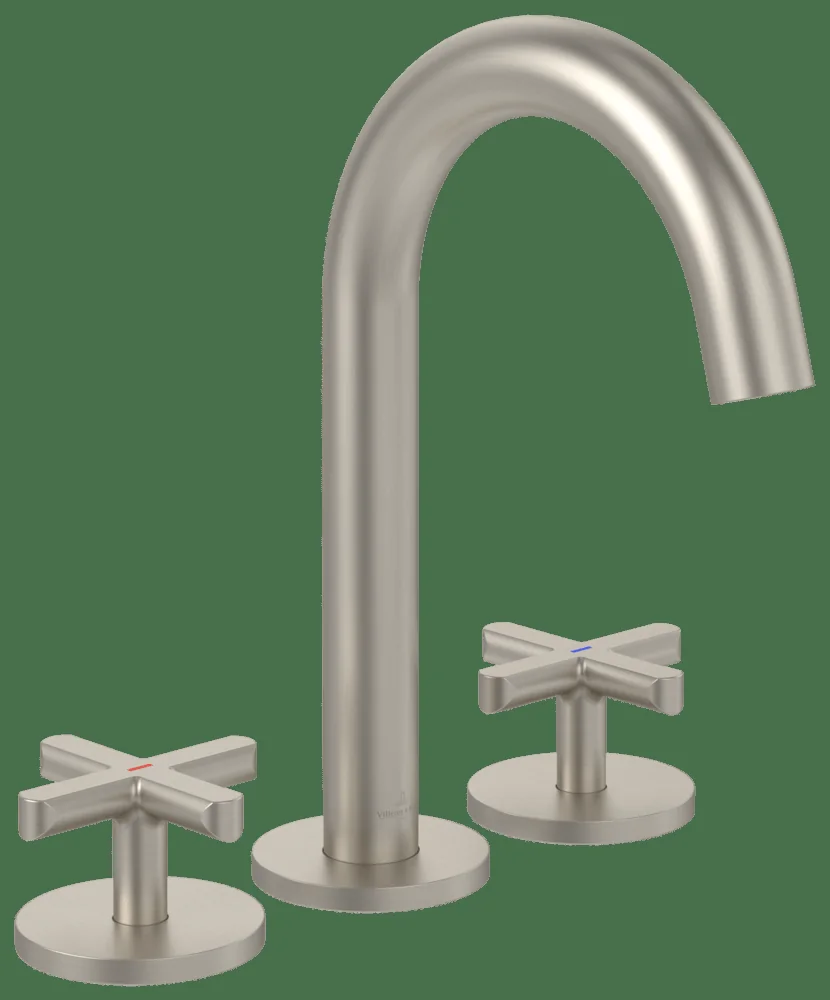 Villeroy & Boch Loop & Friends Dreiloch-Waschtischarmatur TVZ106009000, 60 x 225 x 177 mm, Brushed Nickel Matt Villeroy & Boch Loop & Friends Dreiloch-Waschtischarmatur TVZ106009000, 60 x 225 x 177 mm, Brushed Nickel Matt