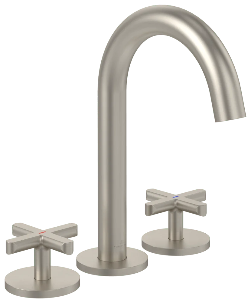Villeroy & Boch Loop & Friends Dreiloch-Waschtischarmatur TVZ106009000, 60 x 225 x 177 mm, Brushed Nickel Matt
