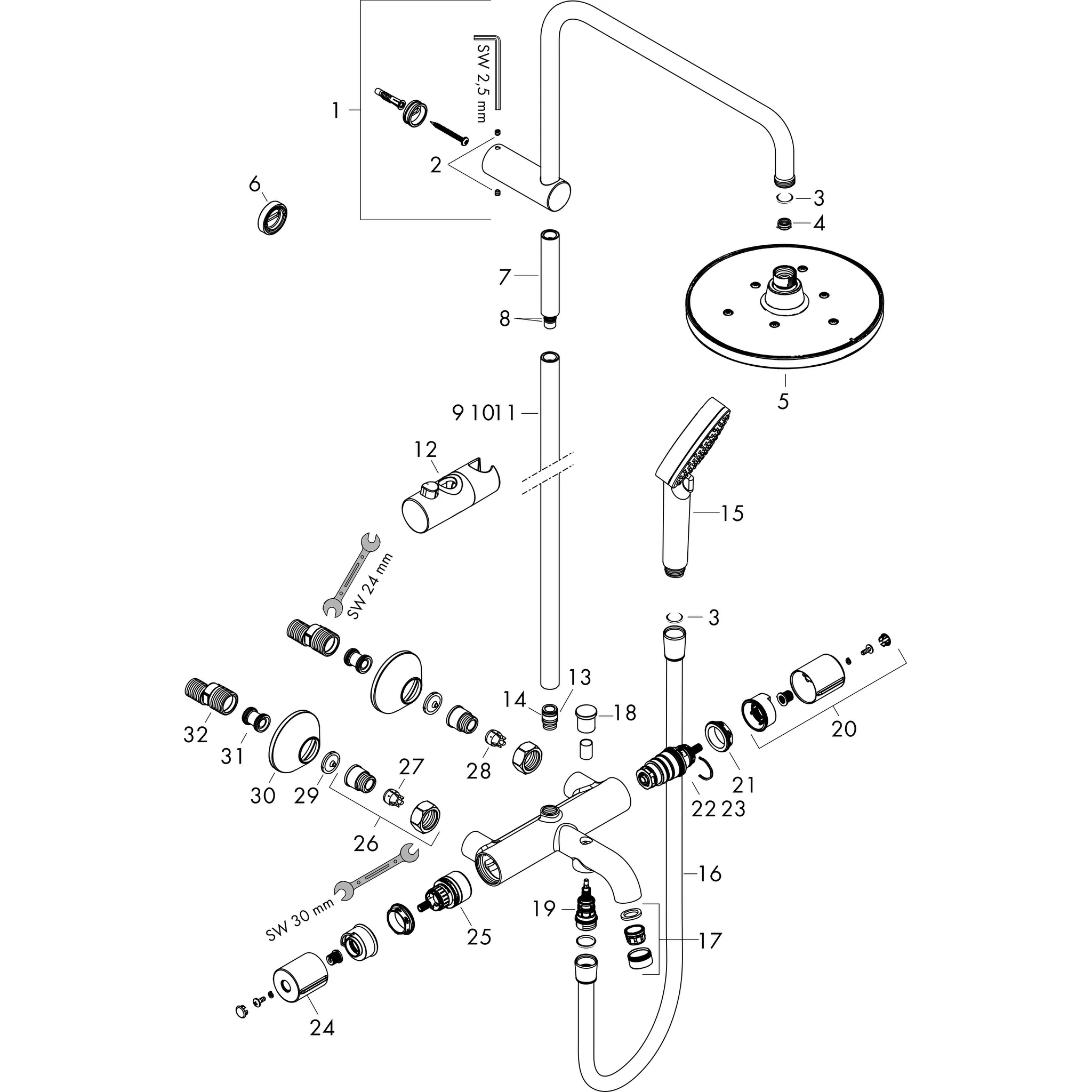 Showerpipe 200 1jet Vernis Blend EcoSmart chrom mit Wannenthermostat Showerpipe 200 1jet Vernis Blend EcoSmart chrom mit Wannenthermostat