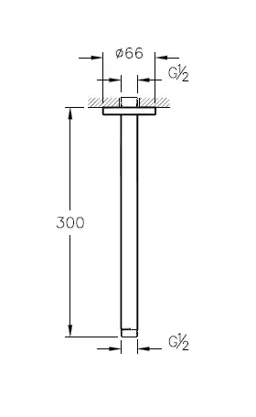 VitrA Origin Classic Deckenarm für Duschkopf, 30 cm Länge, G ½" Anschluss, Gold gebürstet