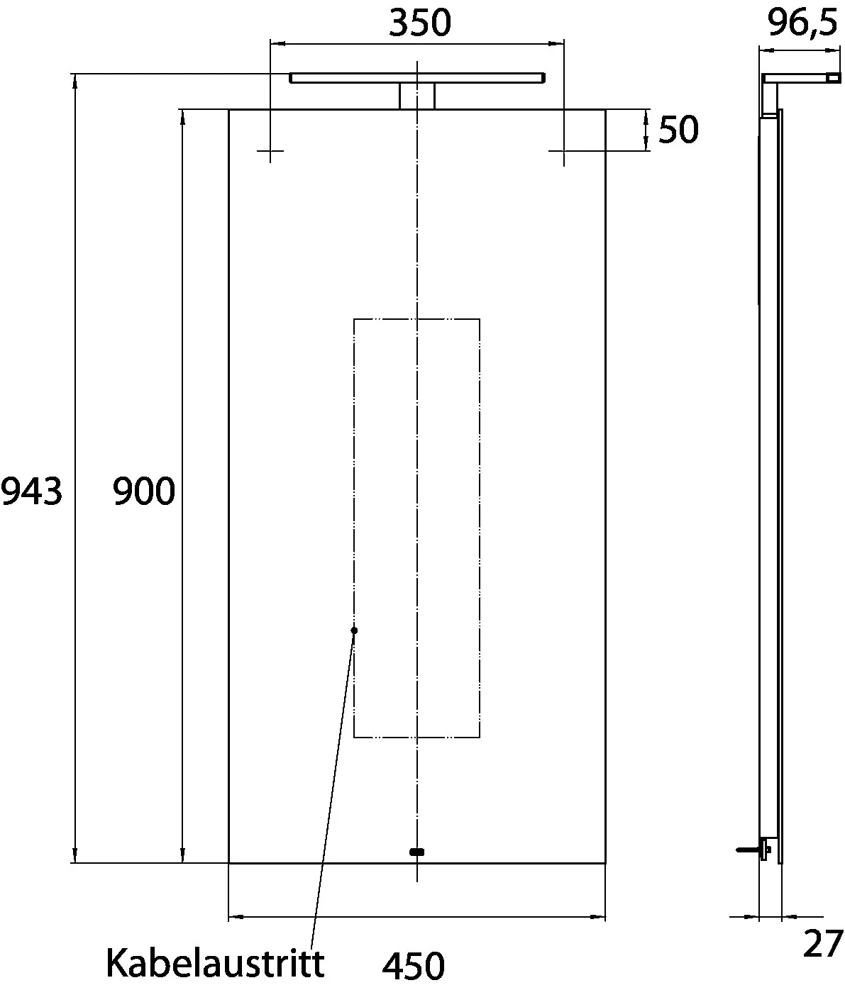 emco Lichtspiegel „mee“ 450 × 943 mm emco Lichtspiegel „mee“ 450 × 943 mm