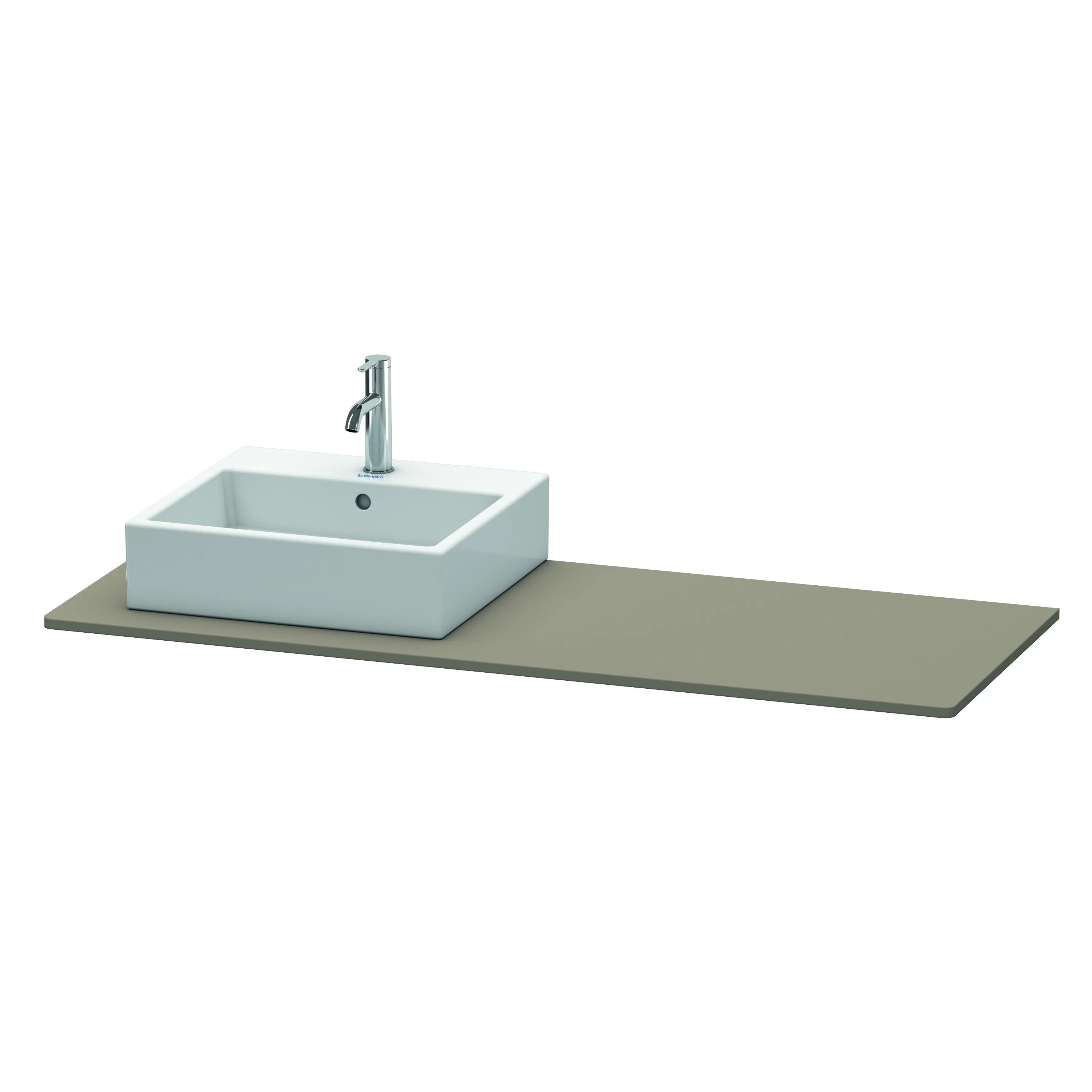 Duravit Konsole „XSquare“ in Flannel Grey Seidenmatt Ausschnitte: 1 / Becken: links / Farbe: Flannel Grey Seidenmatt / Größe: 140 × 55 × 1,6 cm / Oberfläche: Lack Duravit Konsole „XSquare“ in Flannel Grey Seidenmatt Ausschnitte: 1 / Becken: links / Farbe: Flannel Grey Seidenmatt / Größe: 140 × 55 × 1,6 cm / Oberfläche: Lack