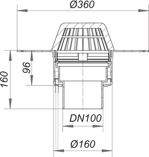 Dachablauf 62 H PVC, beheizt, DN 100