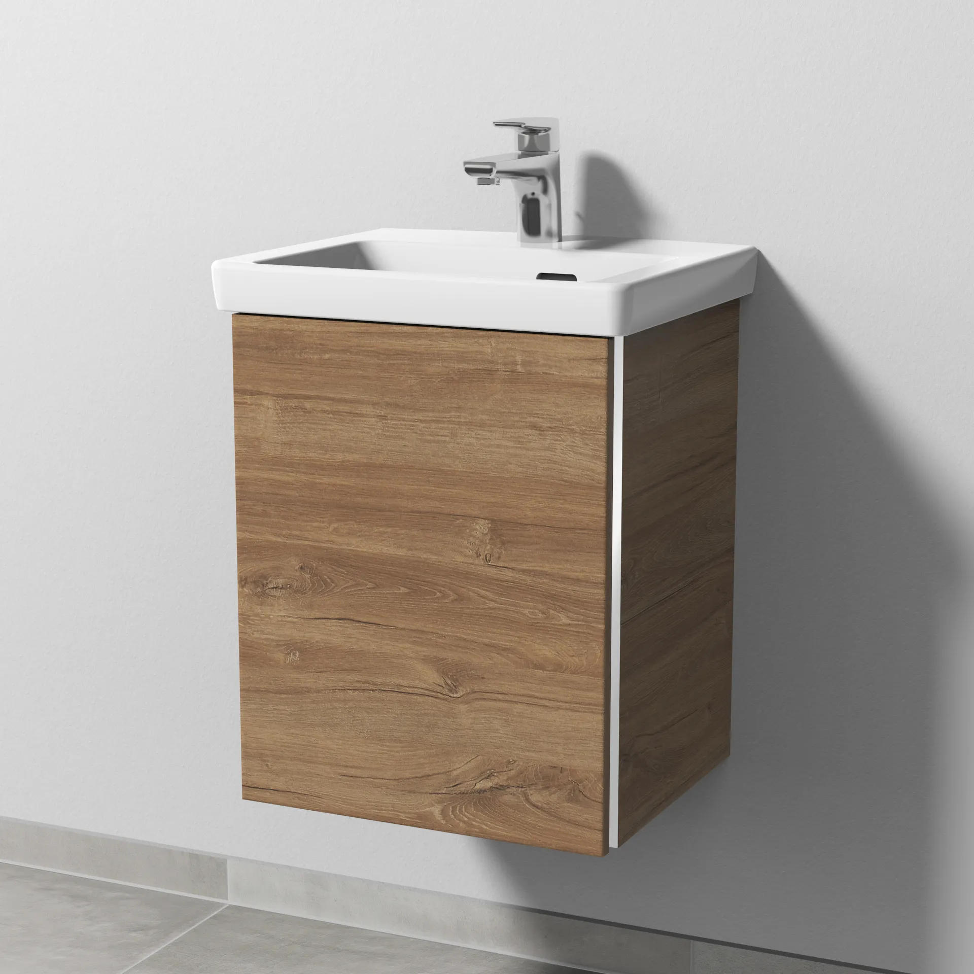 Sanipa Waschtischunterschrank „3way“ 407 × 517 × 361 mm in Eiche Kansas, Anschlag links