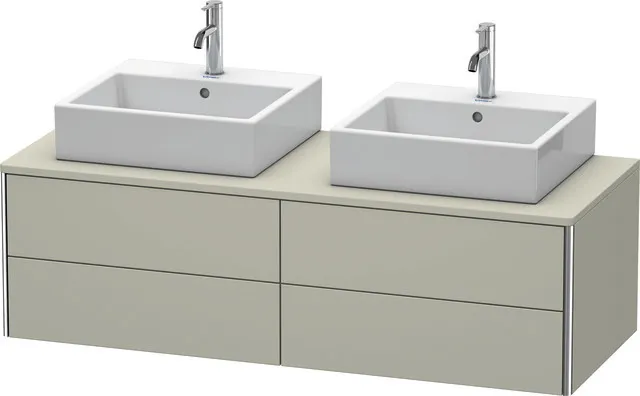 Duravit Waschtischunterschrank wandhängend „XSquare“ 140 × 40 × 54,8 cm Becken: links und rechts / Front- & Korpusfarbe: Taupe Seidenmatt / Größe: 140 × 54,8 × 40 cm / Oberfläche: Lack / Profile: Chrom / Schubladen: 4 Duravit Waschtischunterschrank wandhängend „XSquare“ 140 × 40 × 54,8 cm Becken: links und rechts / Front- & Korpusfarbe: Taupe Seidenmatt / Größe: 140 × 54,8 × 40 cm / Oberfläche: Lack / Profile: Chrom / Schubladen: 4