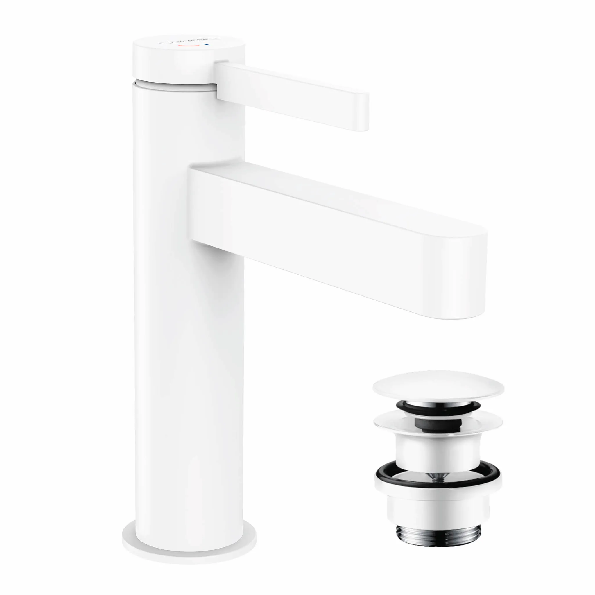 Hansgrohe Finoris Einhebel-Waschtischmischer 110 CoolStart mit Push-Open Ablaufgarnitur, Mattweiß Hansgrohe Finoris Einhebel-Waschtischmischer 110 CoolStart mit Push-Open Ablaufgarnitur, Mattweiß