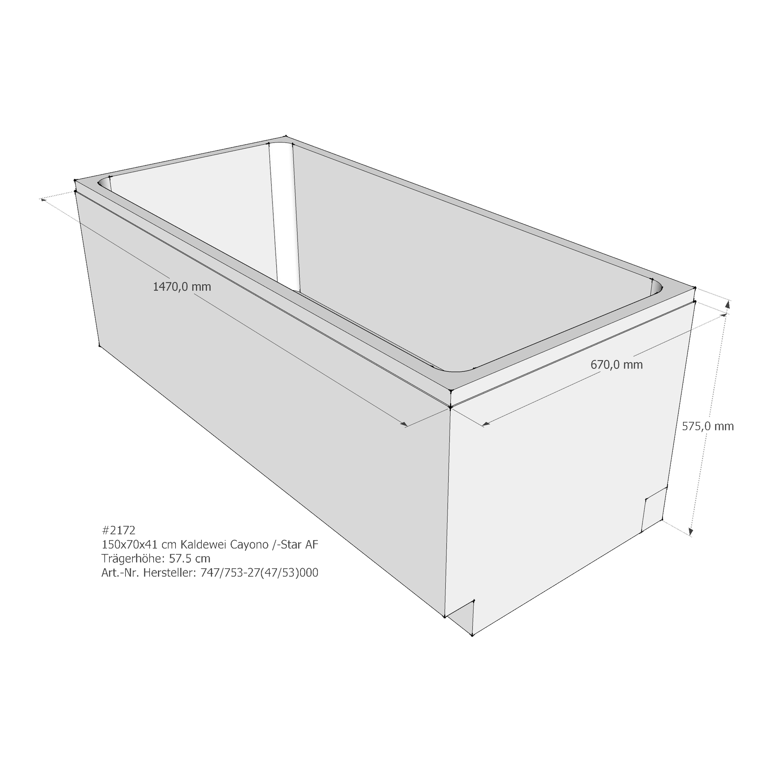 Badewannenträger für Kaldewei Cayono 150 × 70 × 41 cm Breite: 70 cm / Länge: 150 cm Badewannenträger für Kaldewei Cayono 150 × 70 × 41 cm Breite: 70 cm / Länge: 150 cm