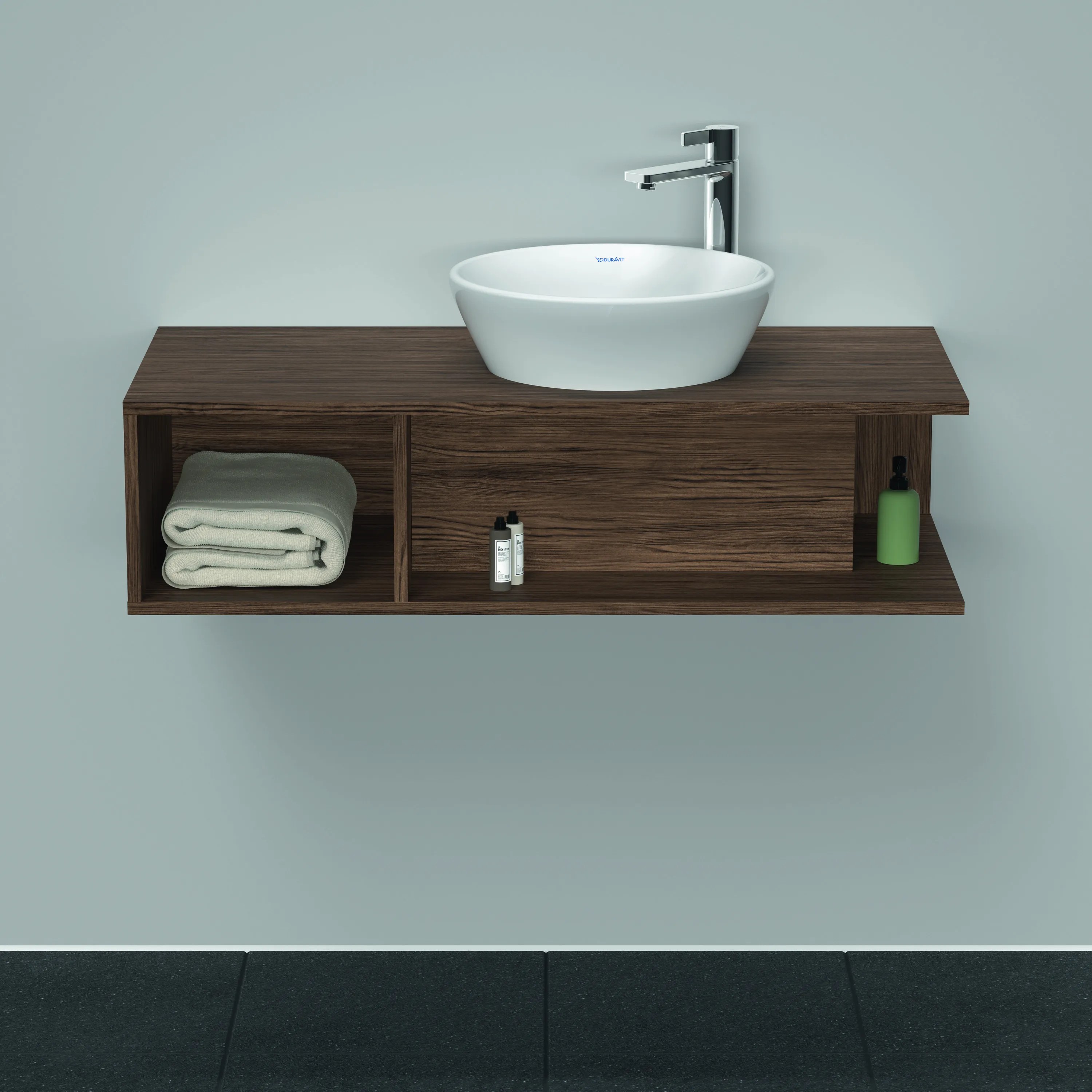 Duravit Waschtischunterschrank wandhängend „D-Neo“ 100 × 26 × 48 cm Nussbaum Dunkel