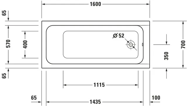 Duravit Badewanne „D-Code“ rechteck 160 × 70 cm, Fußablauf