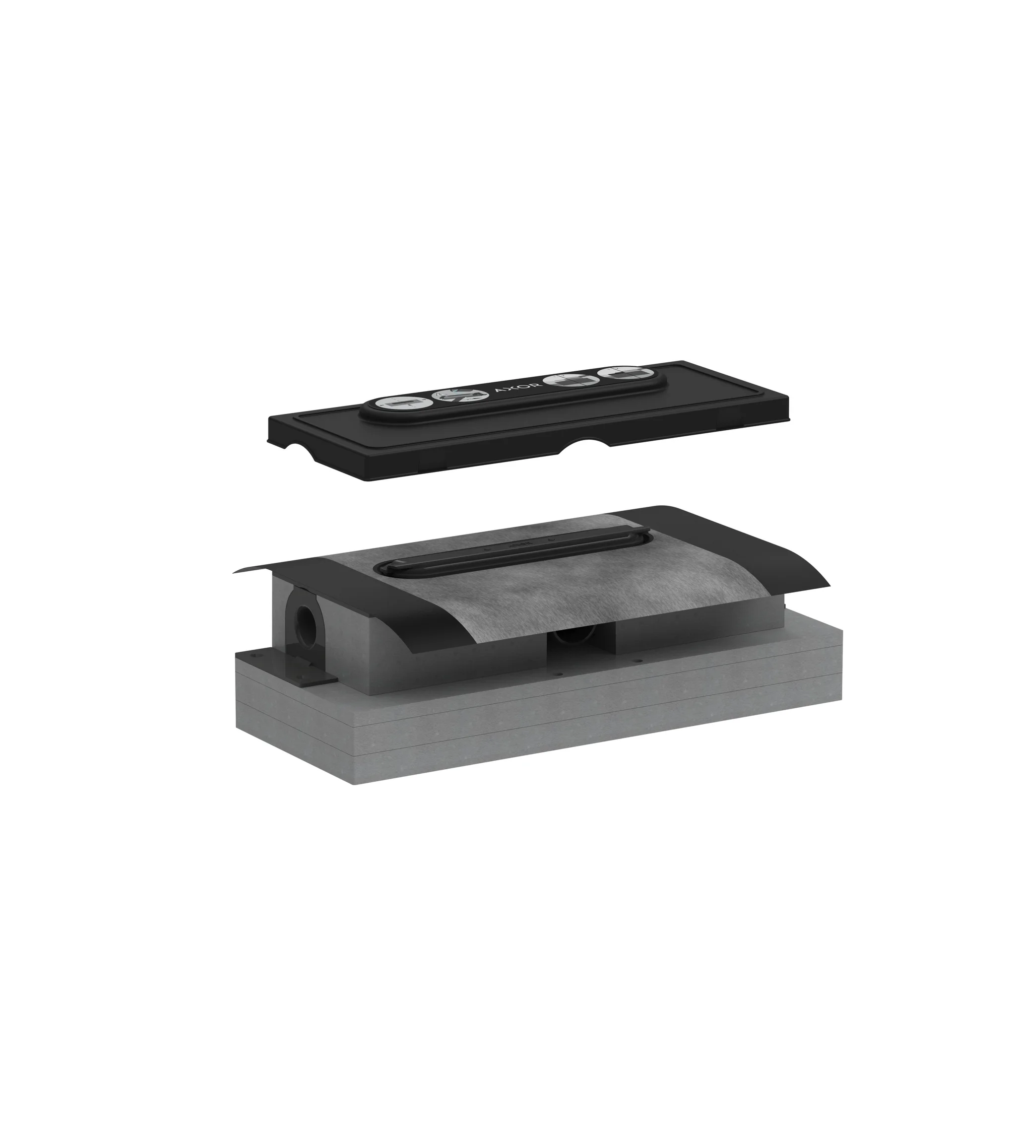 Hansgrohe AXOR uBox universal Duschrinnenablaufgehäuse, flache Installation, Sperrwasserhöhe 30 mm, Mindestbauhöhe 57 mm, Ablaufleistung bis zu 25 l/min mit Siphon, DN40 Anschluss Hansgrohe AXOR uBox universal Duschrinnenablaufgehäuse, flache Installation, Sperrwasserhöhe 30 mm, Mindestbauhöhe 57 mm, Ablaufleistung bis zu 25 l/min mit Siphon, DN40 Anschluss