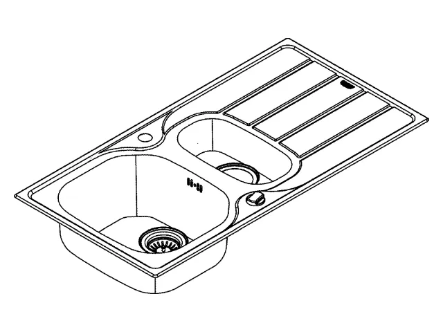 Grohe K200 Edelstahlspüle mit Abtropffläche, Modell K200 60-S 96,5⁄50 1.5 rev, aufliegend Grohe K200 Edelstahlspüle mit Abtropffläche, Modell K200 60-S 96,5⁄50 1.5 rev, aufliegend