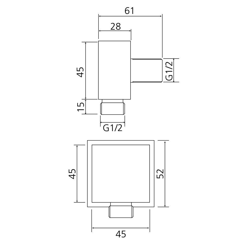 Wandanschlussbogen AqvaDesign - eckig - 1/2″AG × 1/2″AG - Vollmetall - eigensicher - chrom Wandanschlussbogen AqvaDesign - eckig - 1/2″AG × 1/2″AG - Vollmetall - eigensicher - chrom