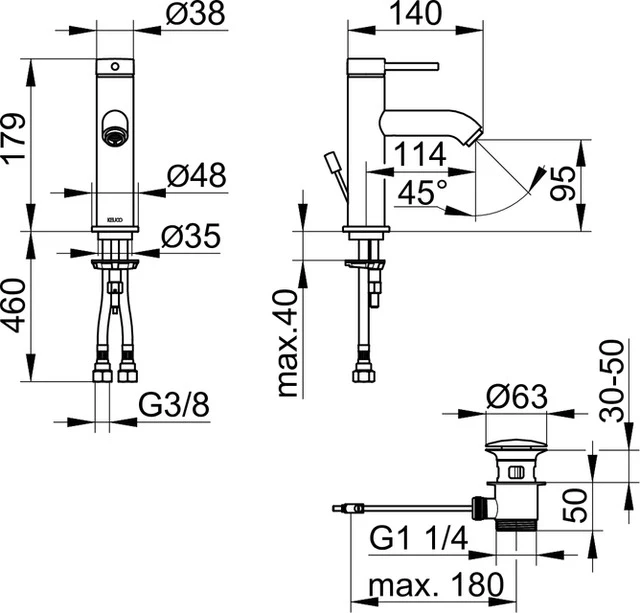 IXMO 59502372000 Einhebel-Waschtischmischer 100 mit Zugstangen-Ablaufgarnitur IXMO Soft, Rosette rund/eckig schwarz IXMO 59502372000 Einhebel-Waschtischmischer 100 mit Zugstangen-Ablaufgarnitur IXMO Soft, Rosette rund/eckig schwarz