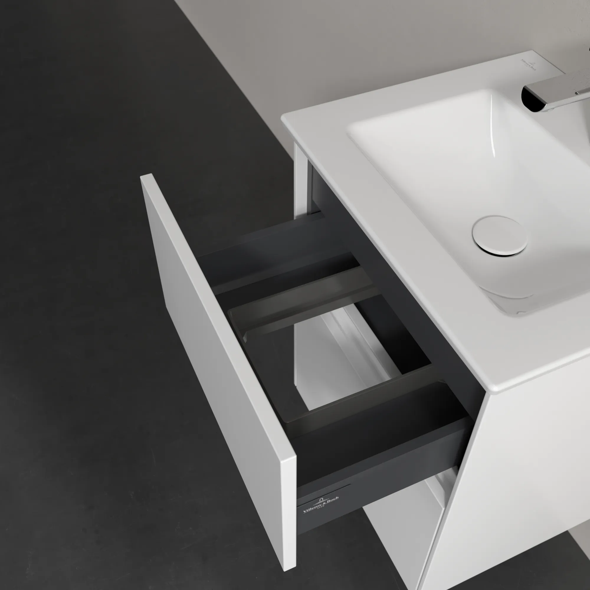 Villeroy & Boch Waschtischunterschrank „Collaro“ 472 × 610 × 404 mm Weiß Matt, mit Beleuchtung, für Becken mittig