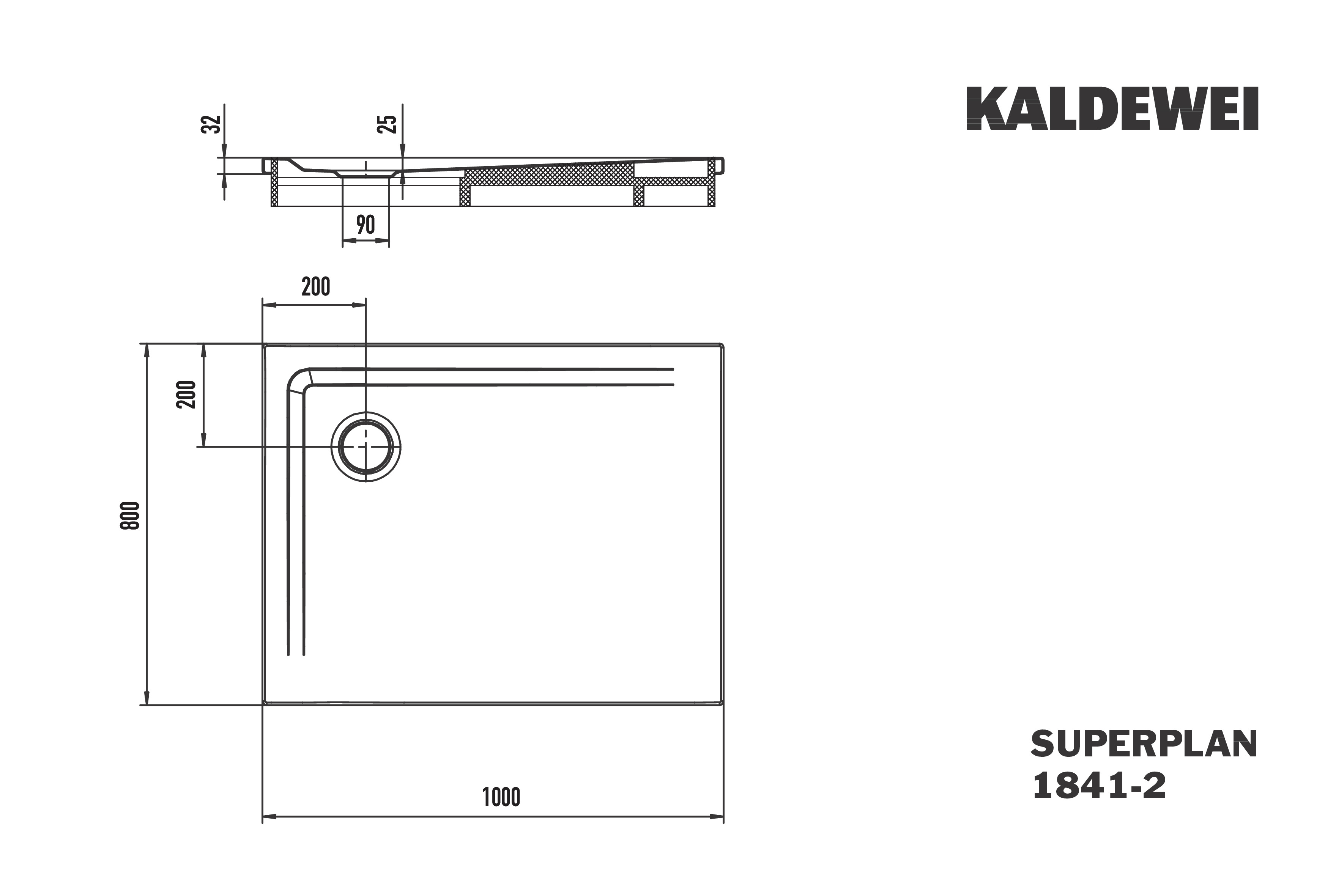 Kaldewei Duschwanne „Superplan“ 80 × 100 cm mit Antislip Secure Plus, in cool grey 30