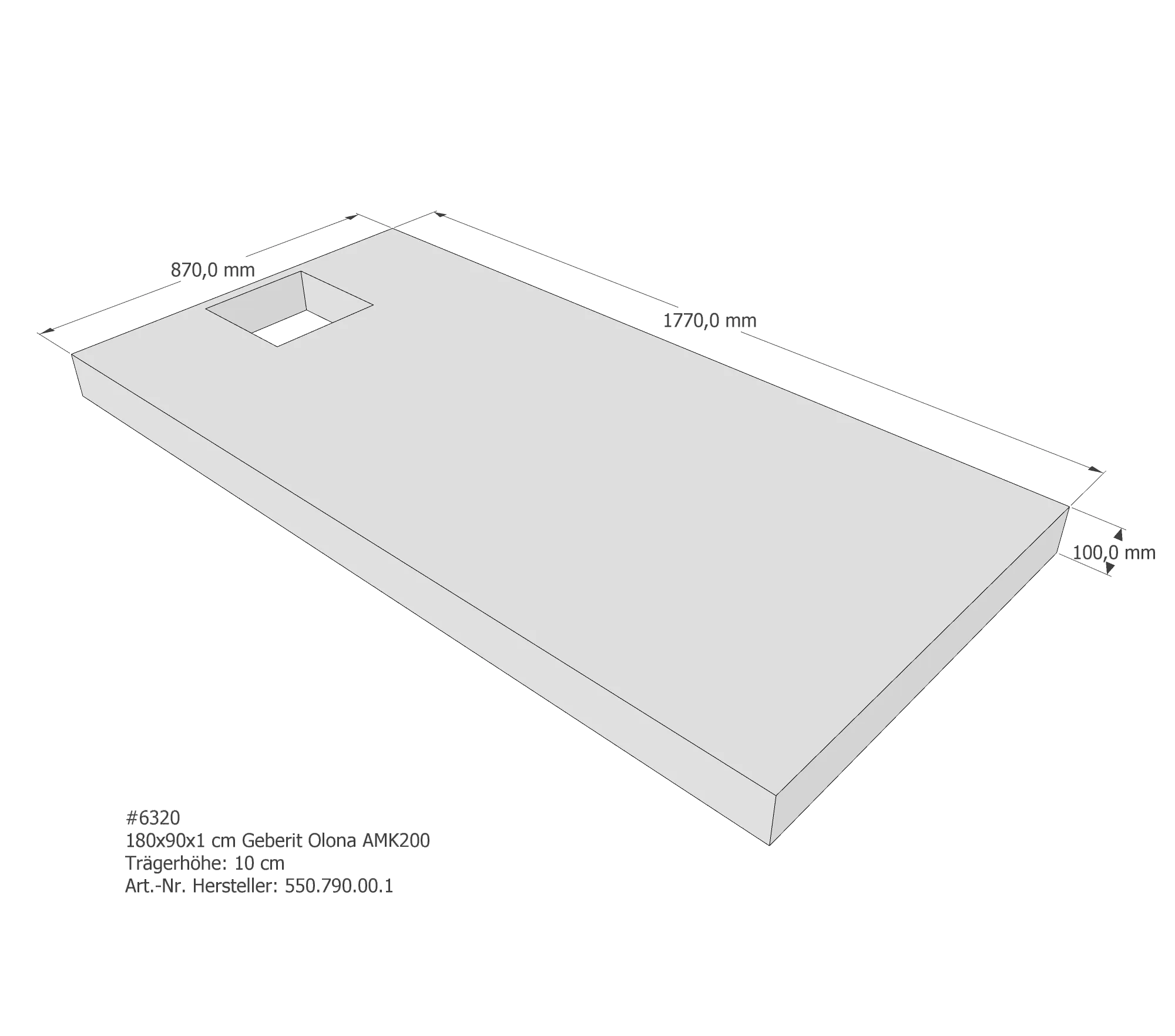 Duschwannenträger für Geberit Olona 180 × 90 × 1 cm Duschwannenträger für Geberit Olona 180 × 90 × 1 cm