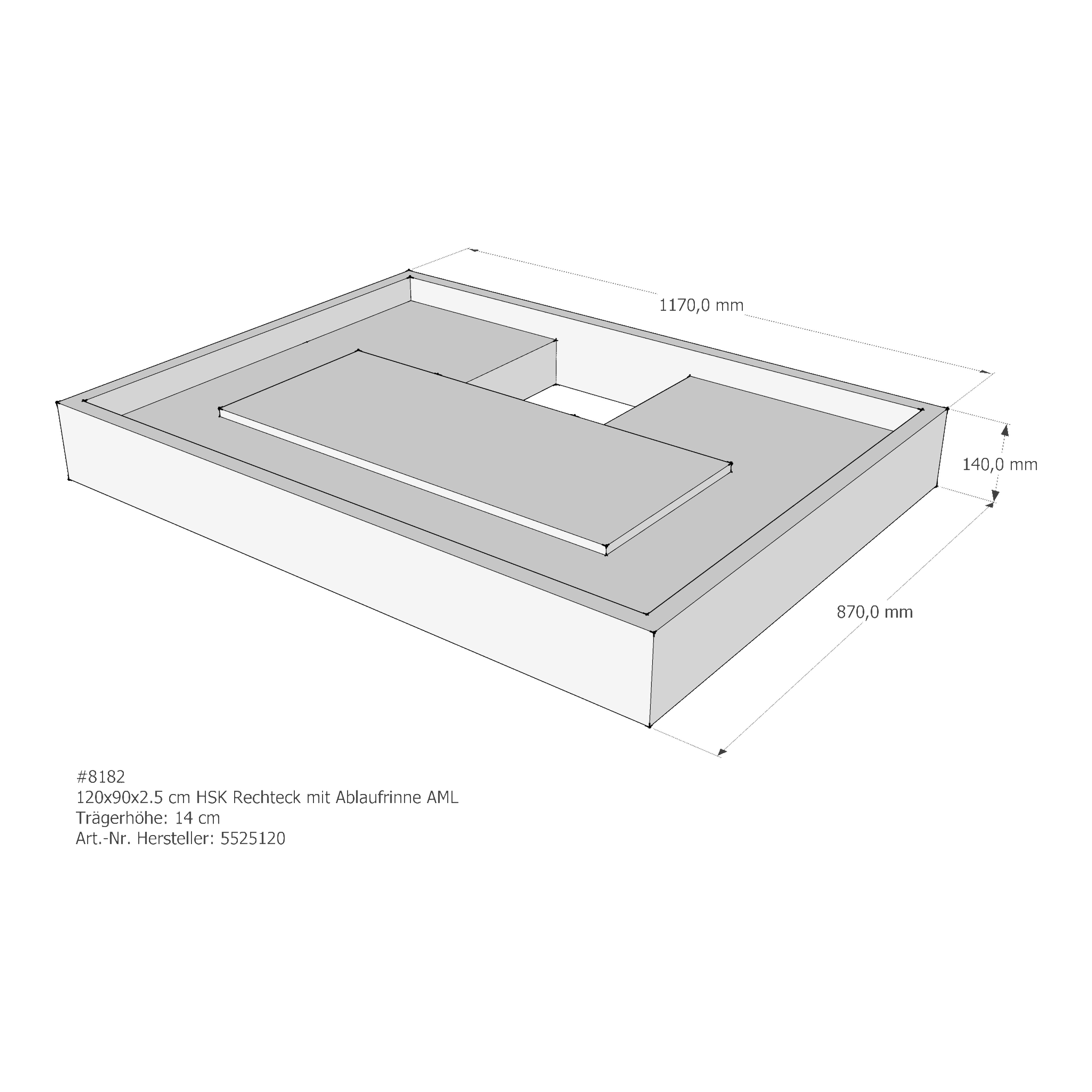Duschwannenträger für HSK Rechteck Ablaufrinne 120 × 90 × 2,5 cm Duschwannenträger für HSK Rechteck Ablaufrinne 120 × 90 × 2,5 cm