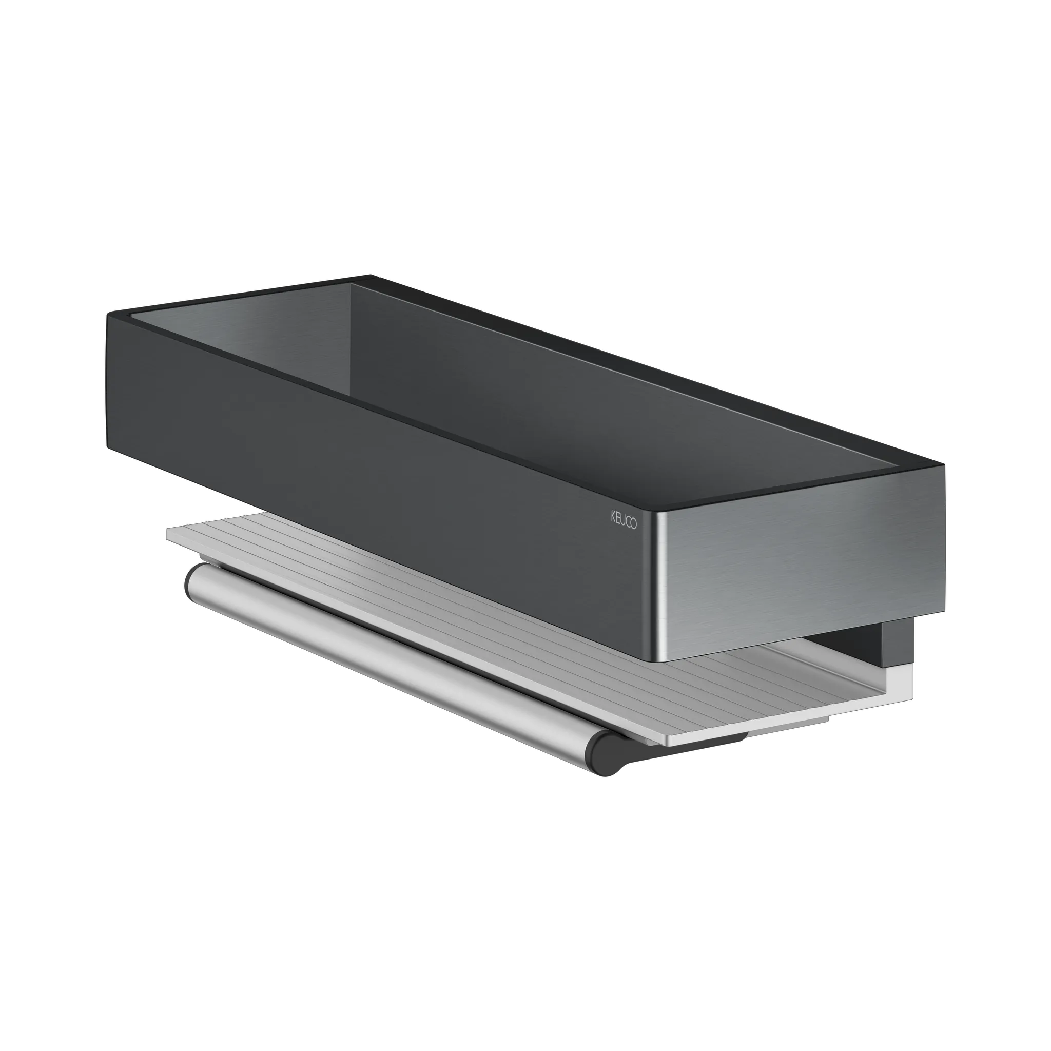 Edition 11 11159130000 Duschkorb mit Glasabzieher silber-elox./Schwarzchrom geb. Edition 11 11159130000 Duschkorb mit Glasabzieher silber-elox./Schwarzchrom geb.