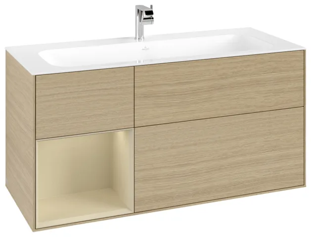 Villeroy & Boch Waschtischunterschrank „Finion“ für Schrankwaschtisch 119,6 × 59,1 × 49,8 cm 3 Schubladen, für Waschtischposition mittig, inkl. Beleuchtung mittig