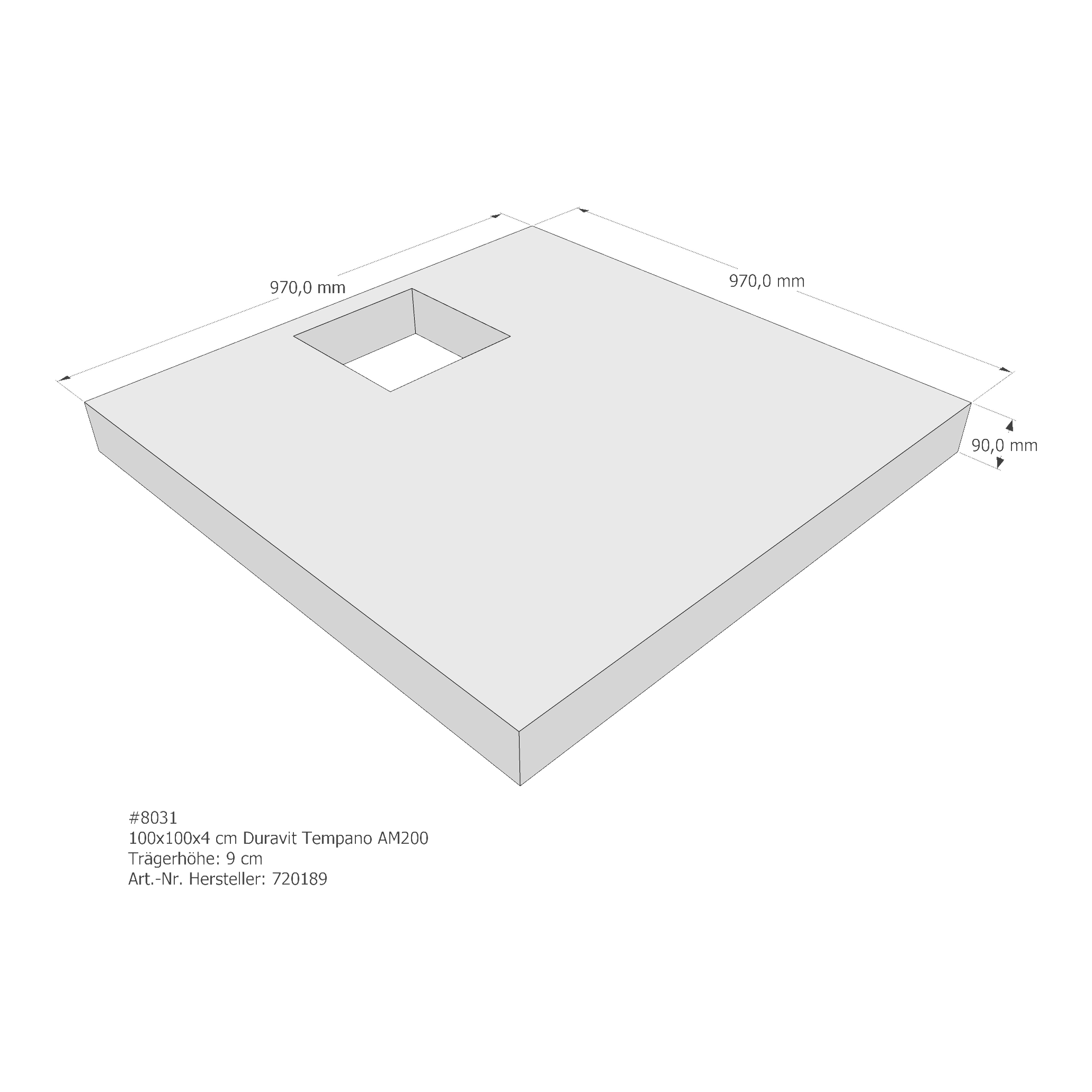 Duschwannenträger für Duravit Tempano 100 × 100 × 4 cm Breite: 100 cm / Länge: 100 cm Duschwannenträger für Duravit Tempano 100 × 100 × 4 cm Breite: 100 cm / Länge: 100 cm
