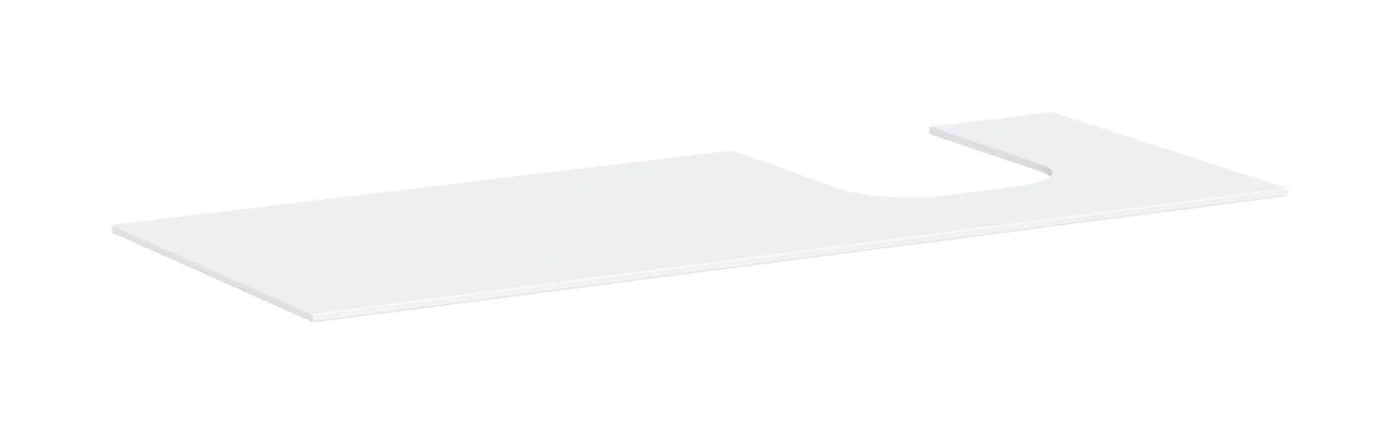Hansgrohe Xevolos E Konsole, Mattweiß, 1370 x 550 mm, mit Ausschnitt rechts für Aufsatzwaschtisch geschliffen