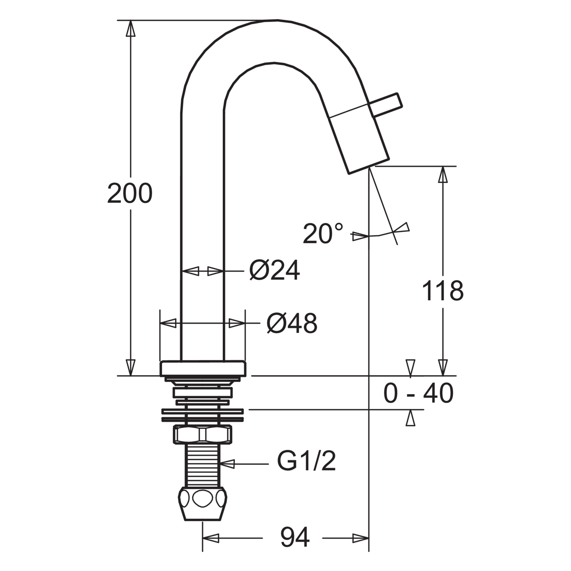 HA Einhebelmischer Waschtischbatterie HANSANOVA Style 5093 Ausladung 94 mm DN15 Chrom