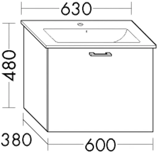 Waschtischunterschrank Sys30 von burgbad – 1 Auszug, 260 mm tief, inkl. Raumsparsiphon, 480 x 600 x 380 mm