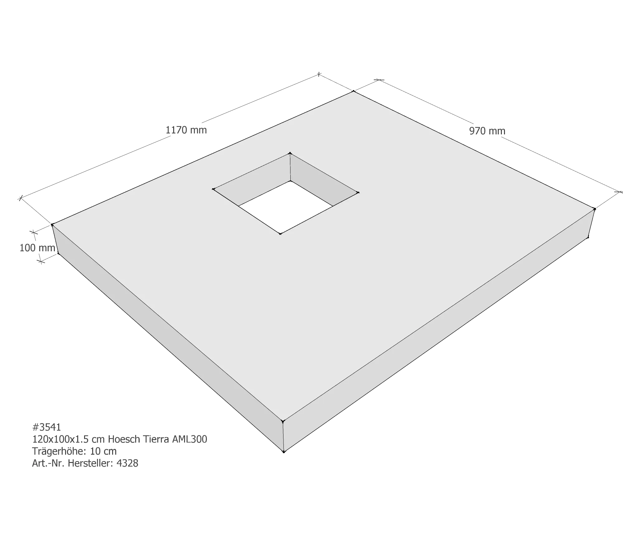 Duschwannenträger für Hoesch Tierra 120 × 100 × 1,5 cm