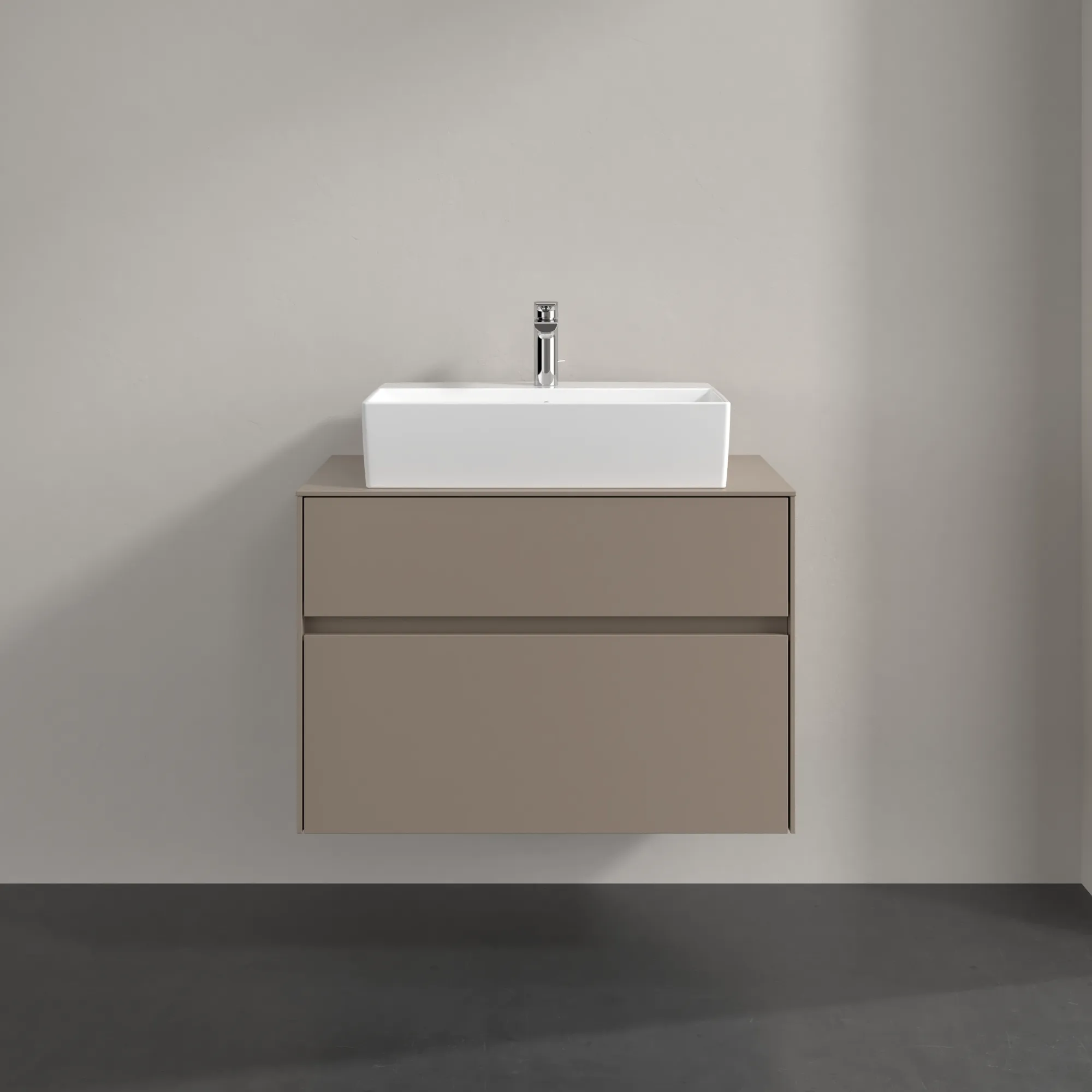Villeroy & Boch Waschtischunterschrank „Collaro“ 800 × 548 × 500 mm Taupe, ohne Beleuchtung, für Becken mittig