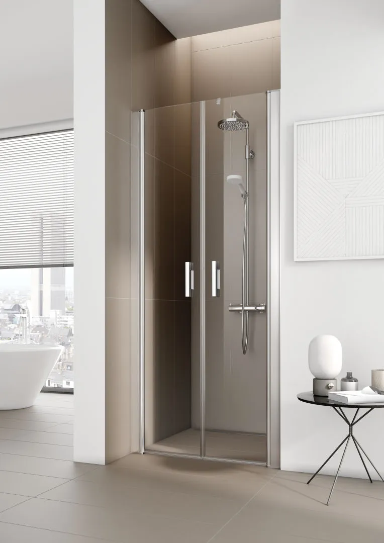 Kermi Duschdesign Pendeltür für Nische und Ecke „PEGA“ für Ecke / Nische Glas Klar, Profile Silber Hochglanz, BV: 1150 - 1200 mm GAK: 1150 - 1175 mm WE: 1150 - 1200 mm H: 2000 mm
