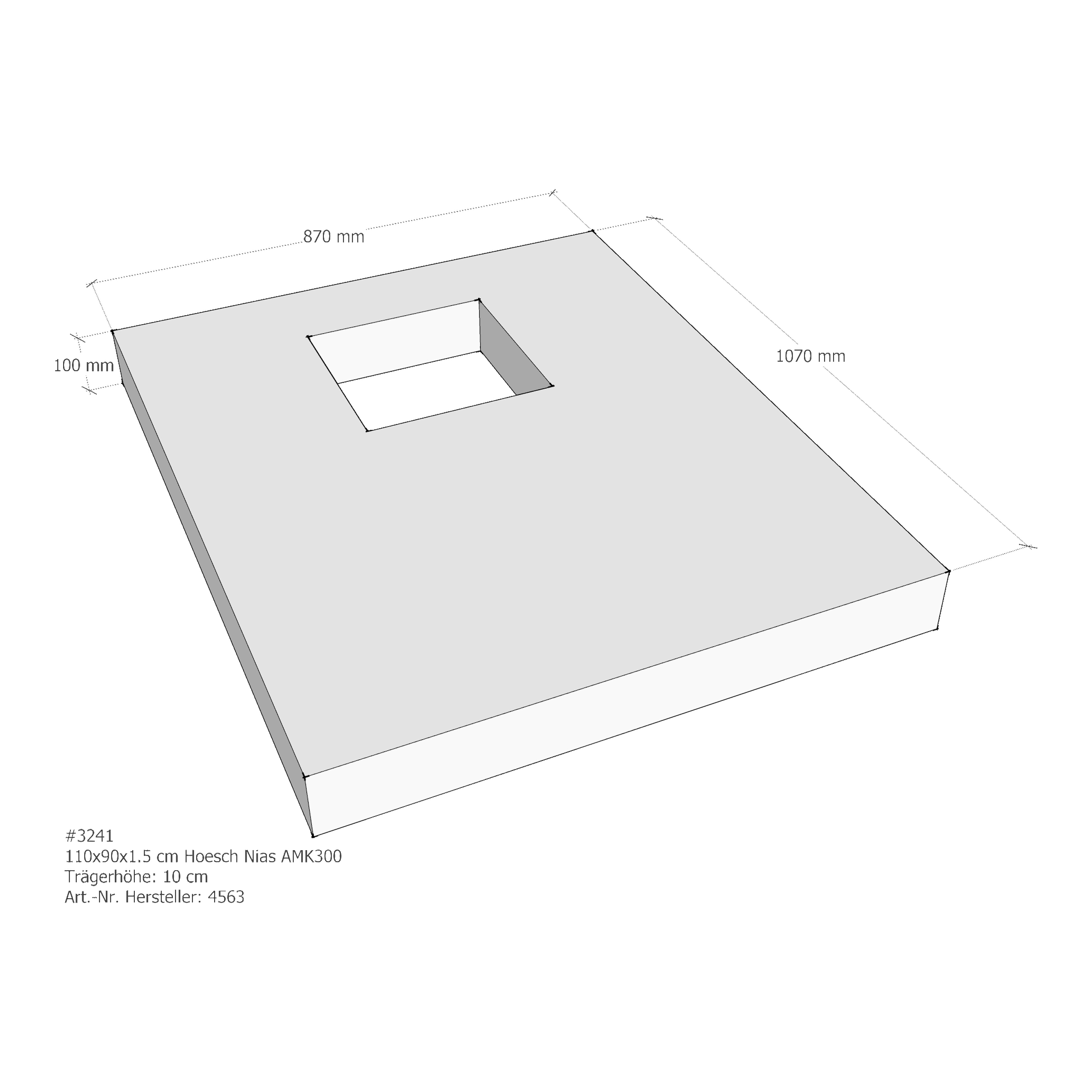Duschwannenträger für Hoesch Nias 110 × 90 × 1,5 cm Breite: 90 cm / Länge: 110 cm Duschwannenträger für Hoesch Nias 110 × 90 × 1,5 cm Breite: 90 cm / Länge: 110 cm