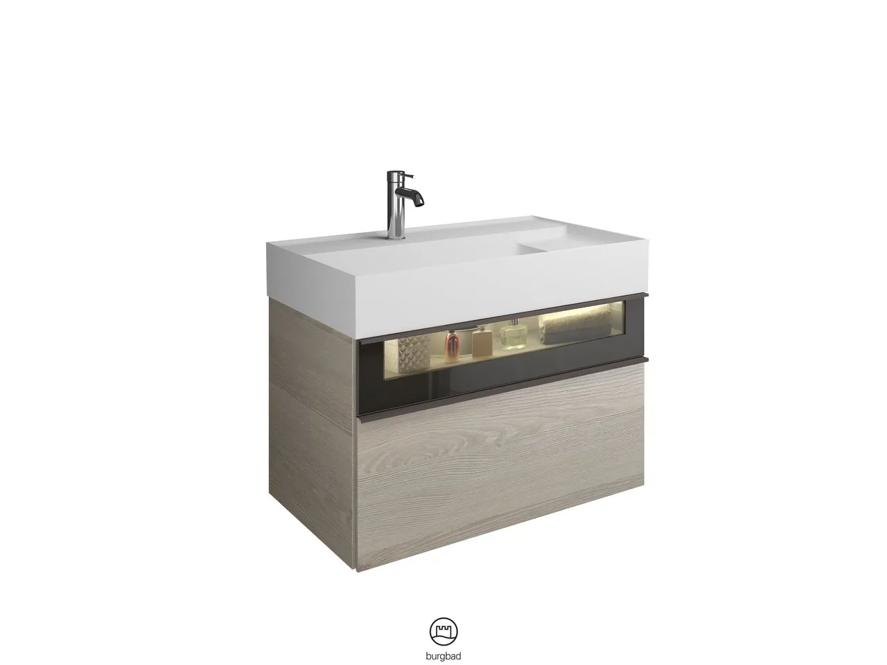 burgbad Yumo Mi-Waschtisch inkl. WTU (SFMX082), Mineralguss, 470x815x610, PG1 burgbad Yumo Mi-Waschtisch inkl. WTU (SFMX082), Mineralguss, 470x815x610, PG1
