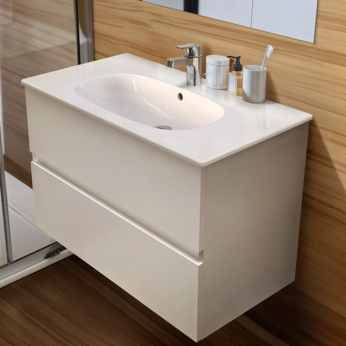 Waschtischarmatur H80 Cerabase BlueStart mit Metall-Ablaufgarnitur Ausladung 106mm Chrom Waschtischarmatur H80 Cerabase BlueStart mit Metall-Ablaufgarnitur Ausladung 106mm Chrom