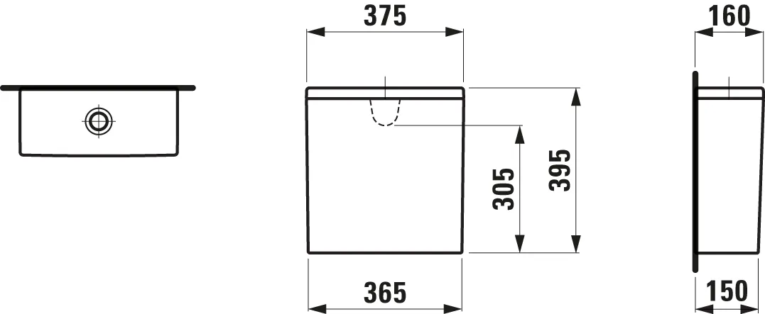 Spülkasten PRO 160x375x395 Wasseranschluss hinten weiß