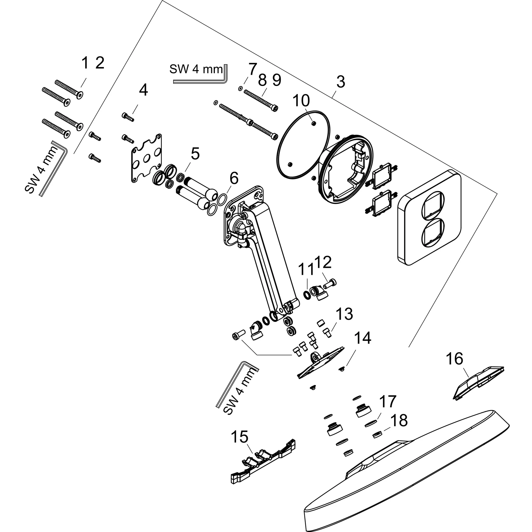 Hansgrohe AXOR ShowerSphere Kopfbrause 370/220 mm, 2-Jet mit beweglichem Brausearm, Chrom