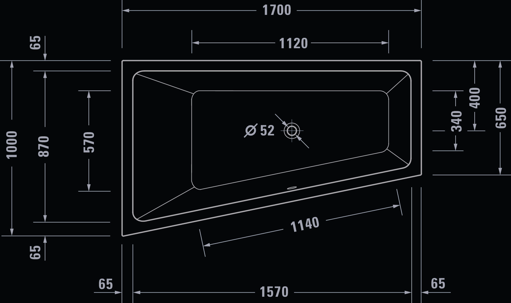 Duravit Badewanne „No.1“ trapez 1700 × 1000 mm, links in Weiß Duravit Badewanne „No.1“ trapez 1700 × 1000 mm, links in Weiß