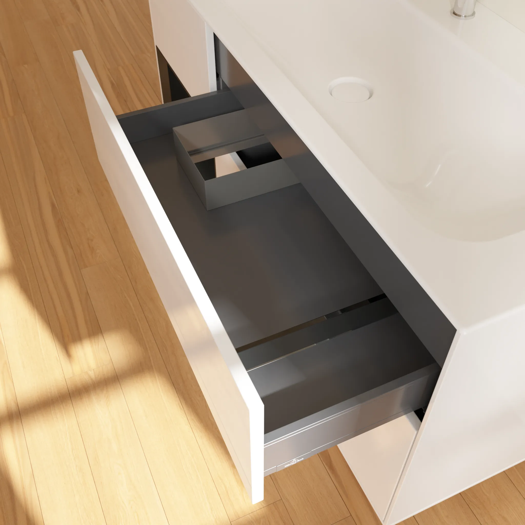 Villeroy & Boch Waschtischunterschrank „Finion“ für Schrankwaschtisch 1196 × 591 × 498 mm Glossy White Lacquer, für Becken mittig Villeroy & Boch Waschtischunterschrank „Finion“ für Schrankwaschtisch 1196 × 591 × 498 mm Glossy White Lacquer, für Becken mittig