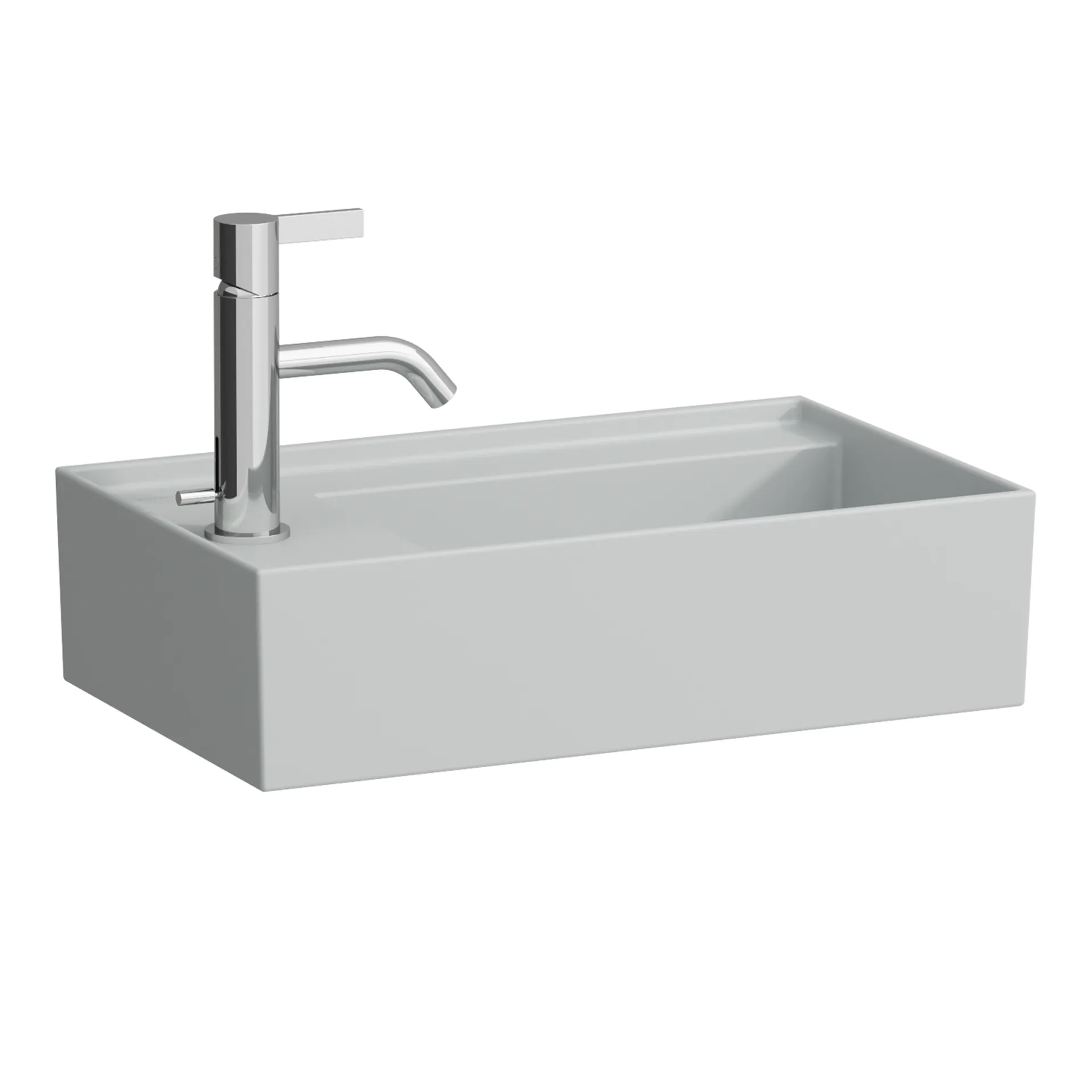 Handwaschbecken Kartell • 280x460x150 asymmetrisch 1 Hahnloch ohne Überlauf mit Armaturenbank links weiß