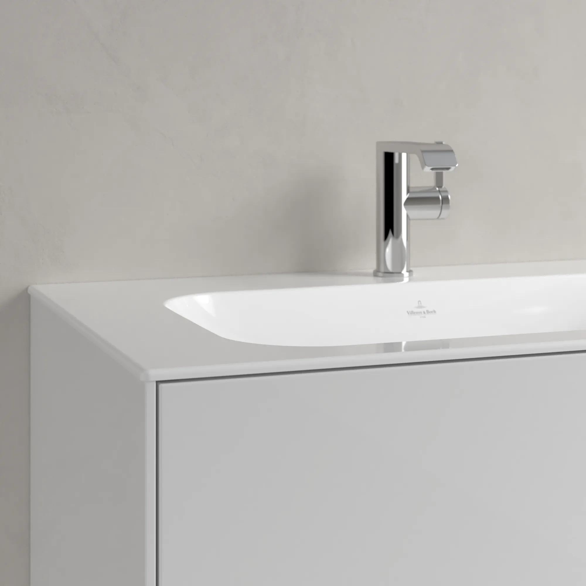 Villeroy & Boch Schrankwaschtisch aus TitanCeram „Finion“ 800 × 500 × 160 mm, mit Hahnlochbohrung, Hahnlochposition mittig in Weiß Alpin, mit CeramicPlus Villeroy & Boch Schrankwaschtisch aus TitanCeram „Finion“ 800 × 500 × 160 mm, mit Hahnlochbohrung, Hahnlochposition mittig in Weiß Alpin, mit CeramicPlus