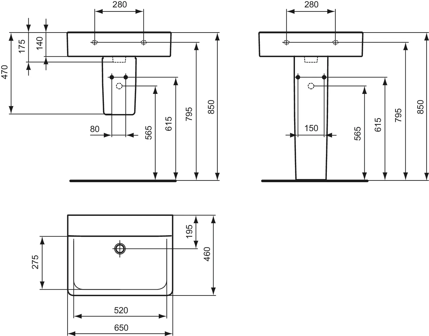 Ideal Standard Waschtisch Connect Cube, Weiß mit Ideal Plus Ideal Standard Waschtisch Connect Cube, Weiß mit Ideal Plus