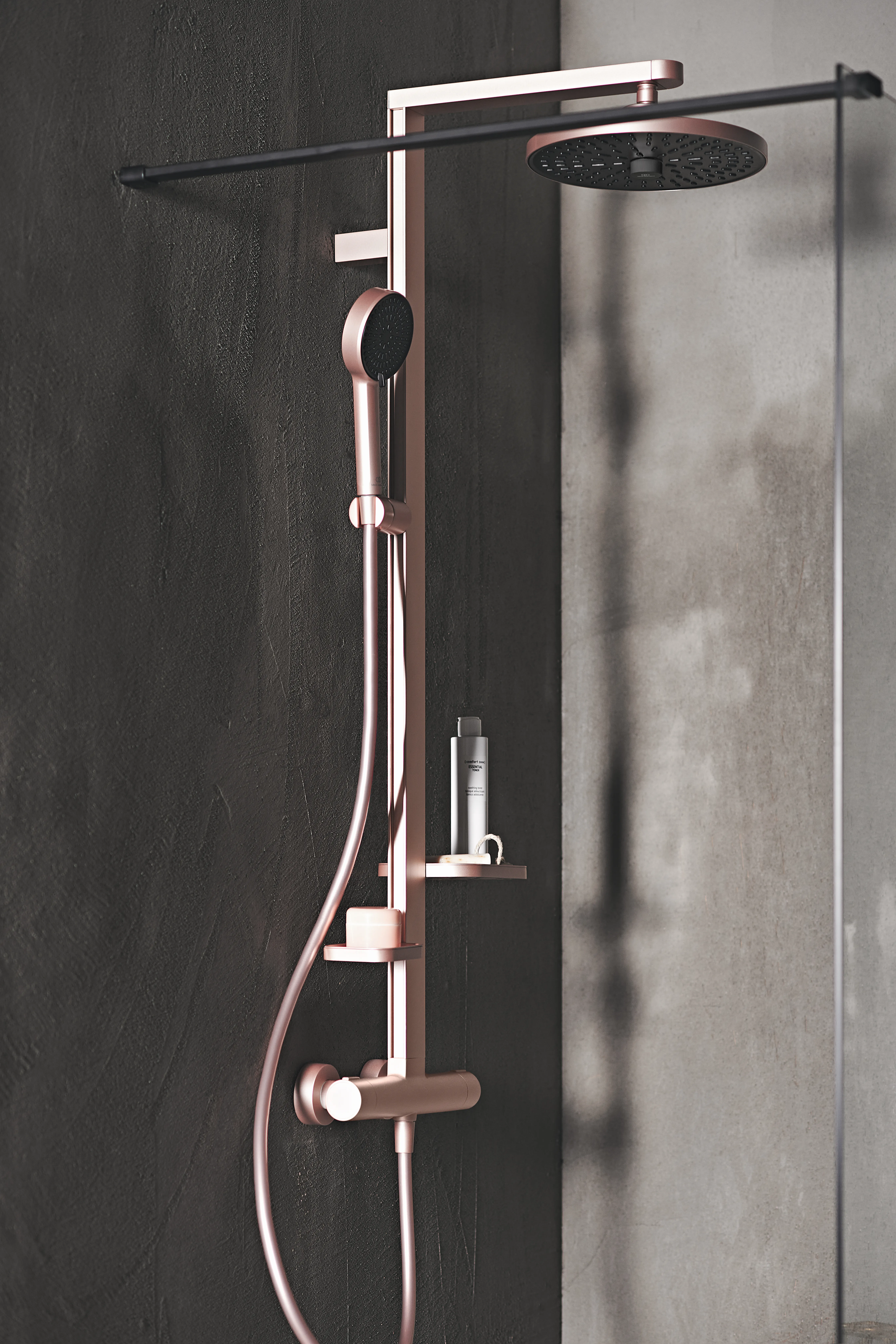 Ideal Standard Ceratherm Alu+ Duschsystem mit Thermostat, 2 Handbrause & 2 Kopfbrause, Rosé Ideal Standard Ceratherm Alu+ Duschsystem mit Thermostat, 2 Handbrause & 2 Kopfbrause, Rosé