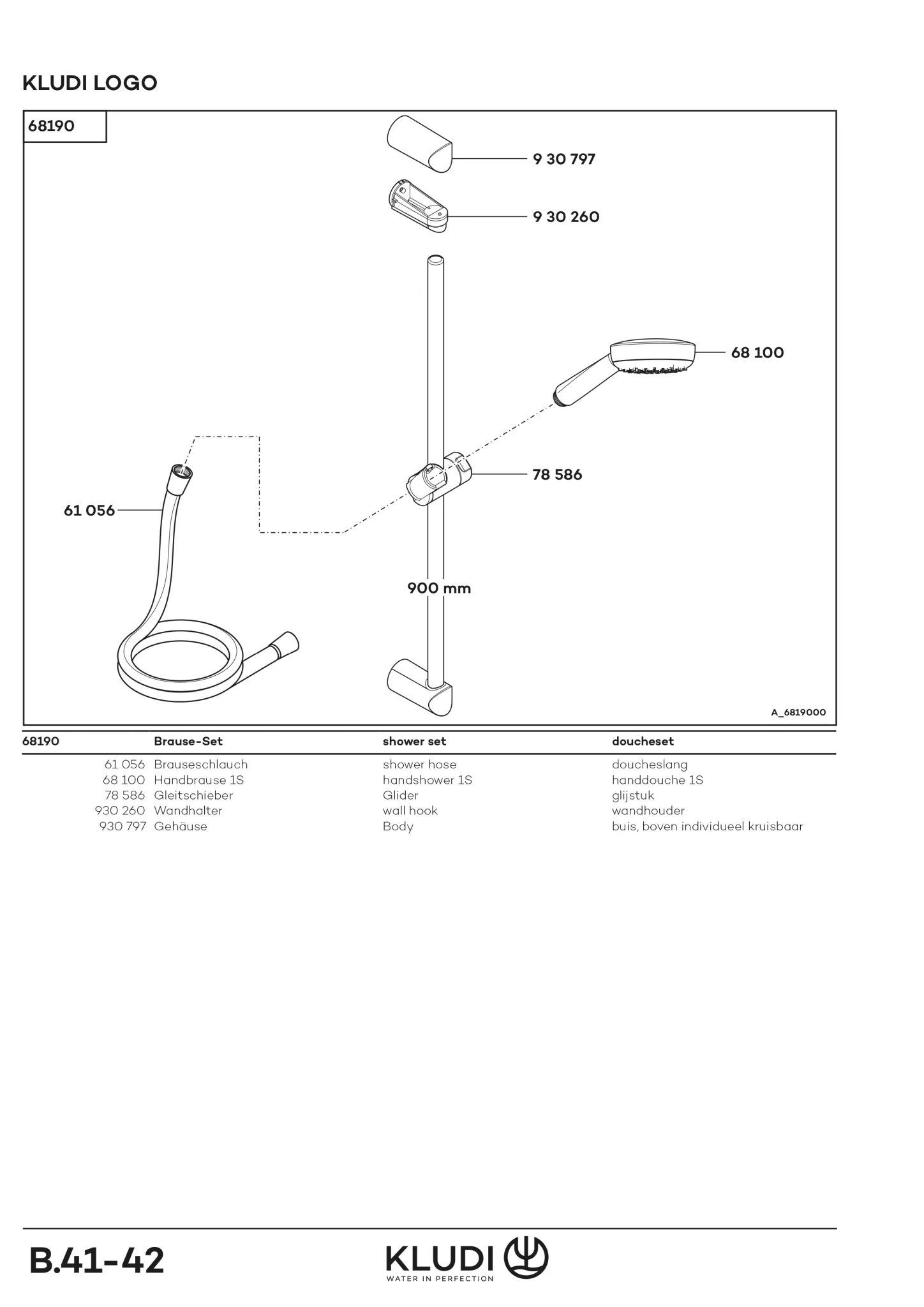 Kludi LOGO NEO Brause-Set mit chromfarbener Wandstange 900 mm und Kludi LOGO 1S Handbrause DN 15 Kludi LOGO NEO Brause-Set mit chromfarbener Wandstange 900 mm und Kludi LOGO 1S Handbrause DN 15