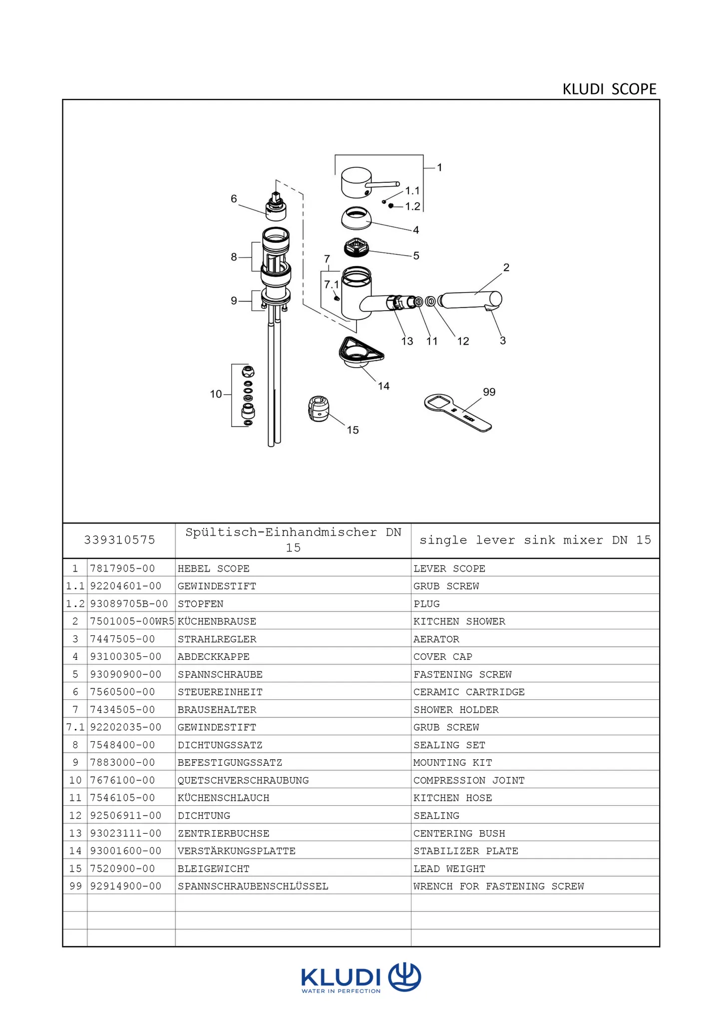 SCOPE SpültischEHM DN 15 Herausziehb. Auslauf chrom SCOPE SpültischEHM DN 15 Herausziehb. Auslauf chrom