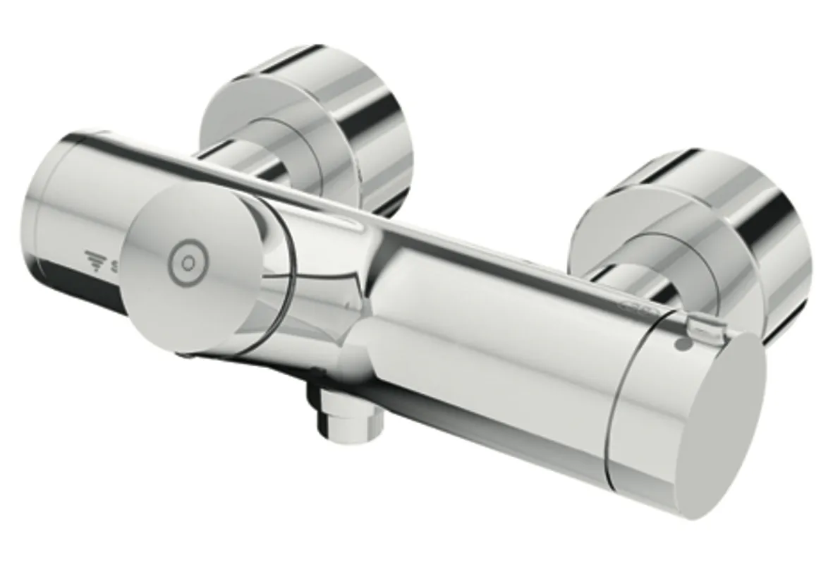 Aufputz-Duscharmatur VITUS VD-SC-T / u, Mischwasser, Thermostat, Selbstschluss-Aufputz-Duscharmatur, 2 RFV, Thermische Desinfektion, 2x DN 15 G 1/2 AG, DN 15 G 1/2 AG (unten), chrom Aufputz-Duscharmatur VITUS VD-SC-T / u, Mischwasser, Thermostat, Selbstschluss-Aufputz-Duscharmatur, 2 RFV, Thermische Desinfektion, 2x DN 15 G 1/2 AG, DN 15 G 1/2 AG (unten), chrom