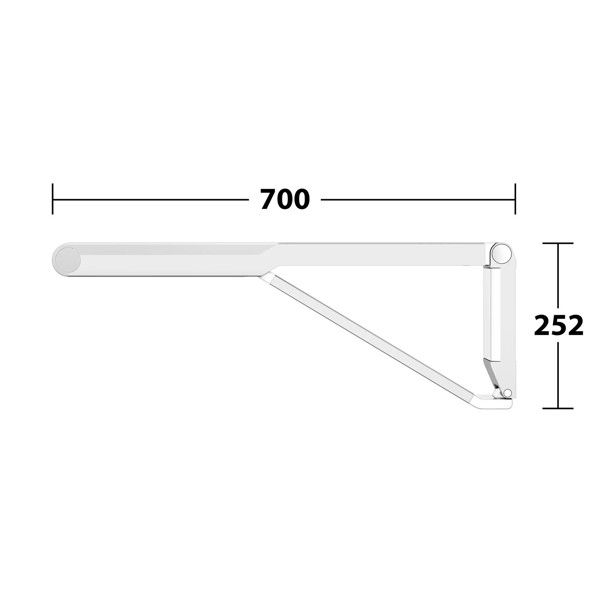 AXESS Stützklappgriff WC 700 mm silber-eloxiert/weiß