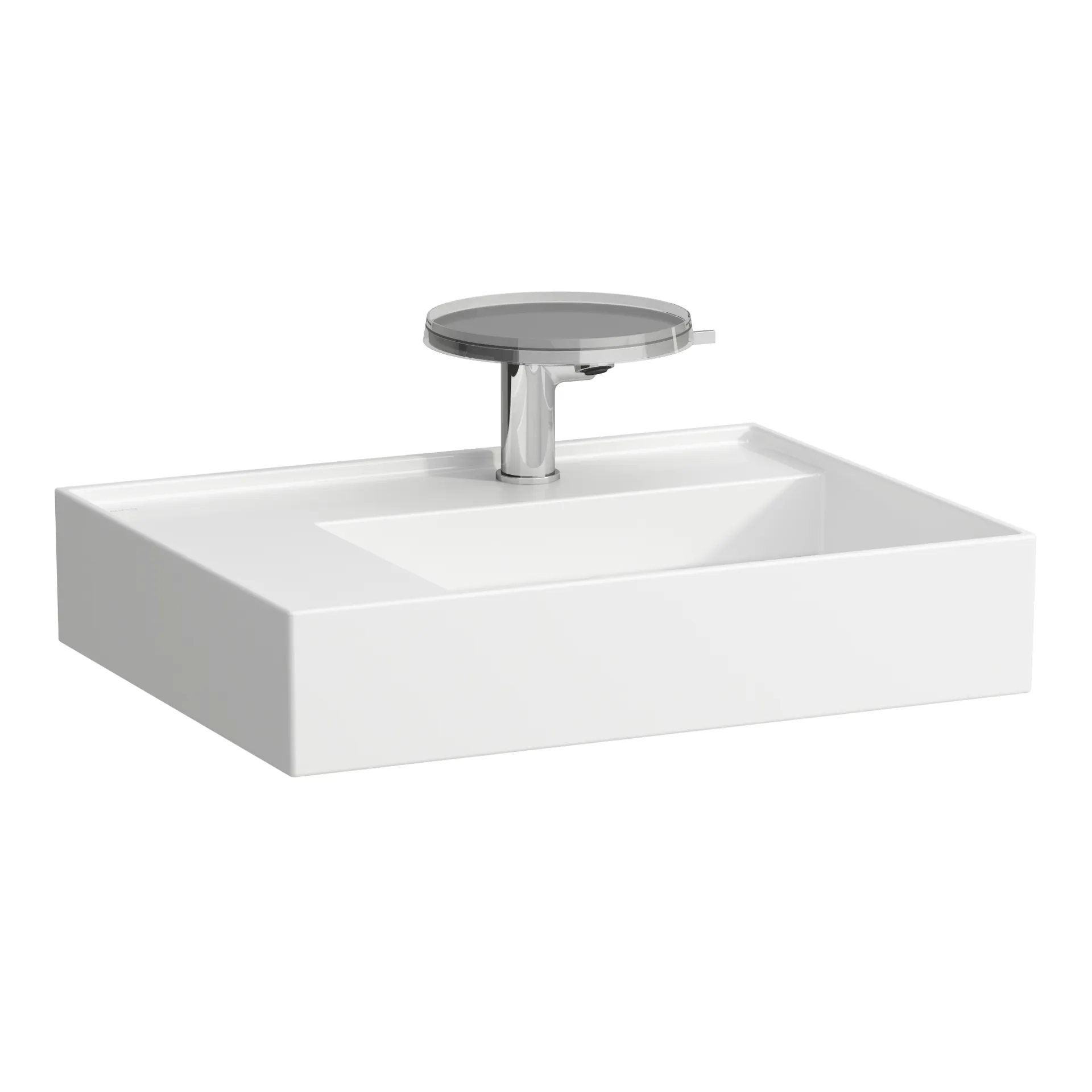 Waschtisch Kartell • 460x600x150 1 Hahnloch ohne Überlauf versteckter Ablauf Ablage links weiß