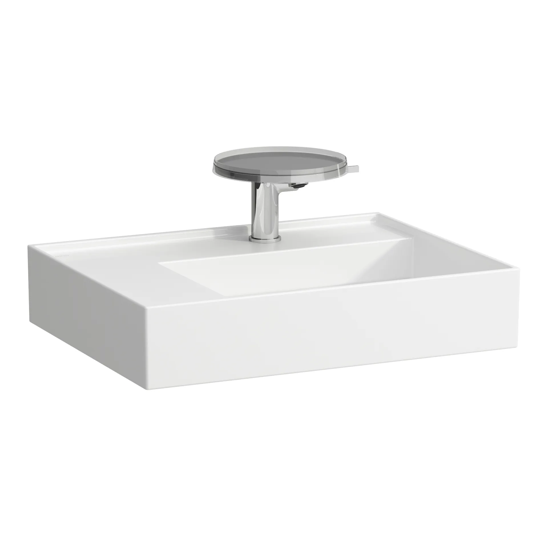 Waschtisch Kartell • 460x600x150 1 Hahnloch ohne Überlauf versteckter Ablauf Ablage links weiß Waschtisch Kartell • 460x600x150 1 Hahnloch ohne Überlauf versteckter Ablauf Ablage links weiß