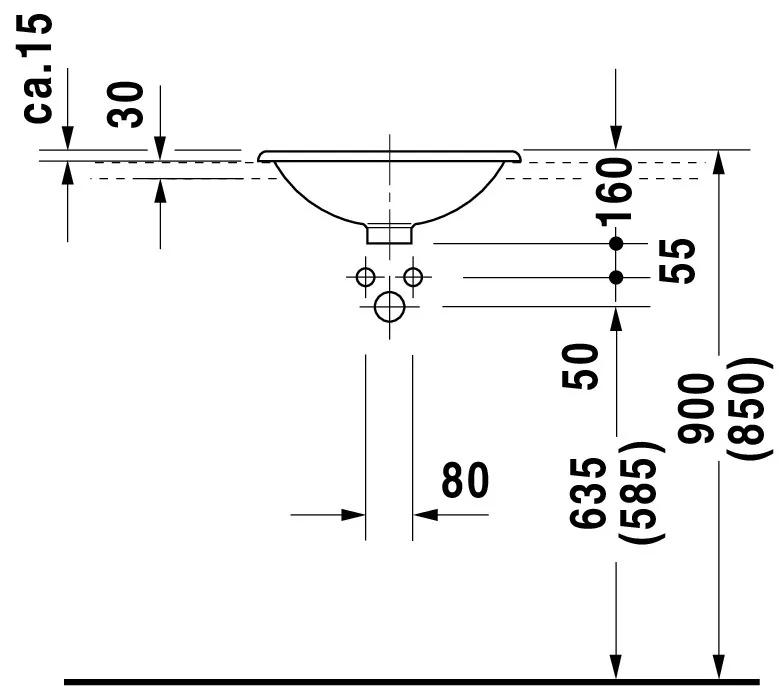 Einbauwaschtisch Architec 450 mm EB v.ob.,o.ÜL,o.HLB,u.glasiert,weiß Einbauwaschtisch Architec 450 mm EB v.ob.,o.ÜL,o.HLB,u.glasiert,weiß