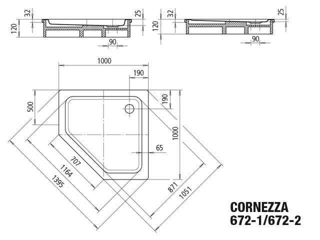 Kaldewei fünfeck Duschwanne „Cornezza“ 100 × 100 cm in alpinweiß